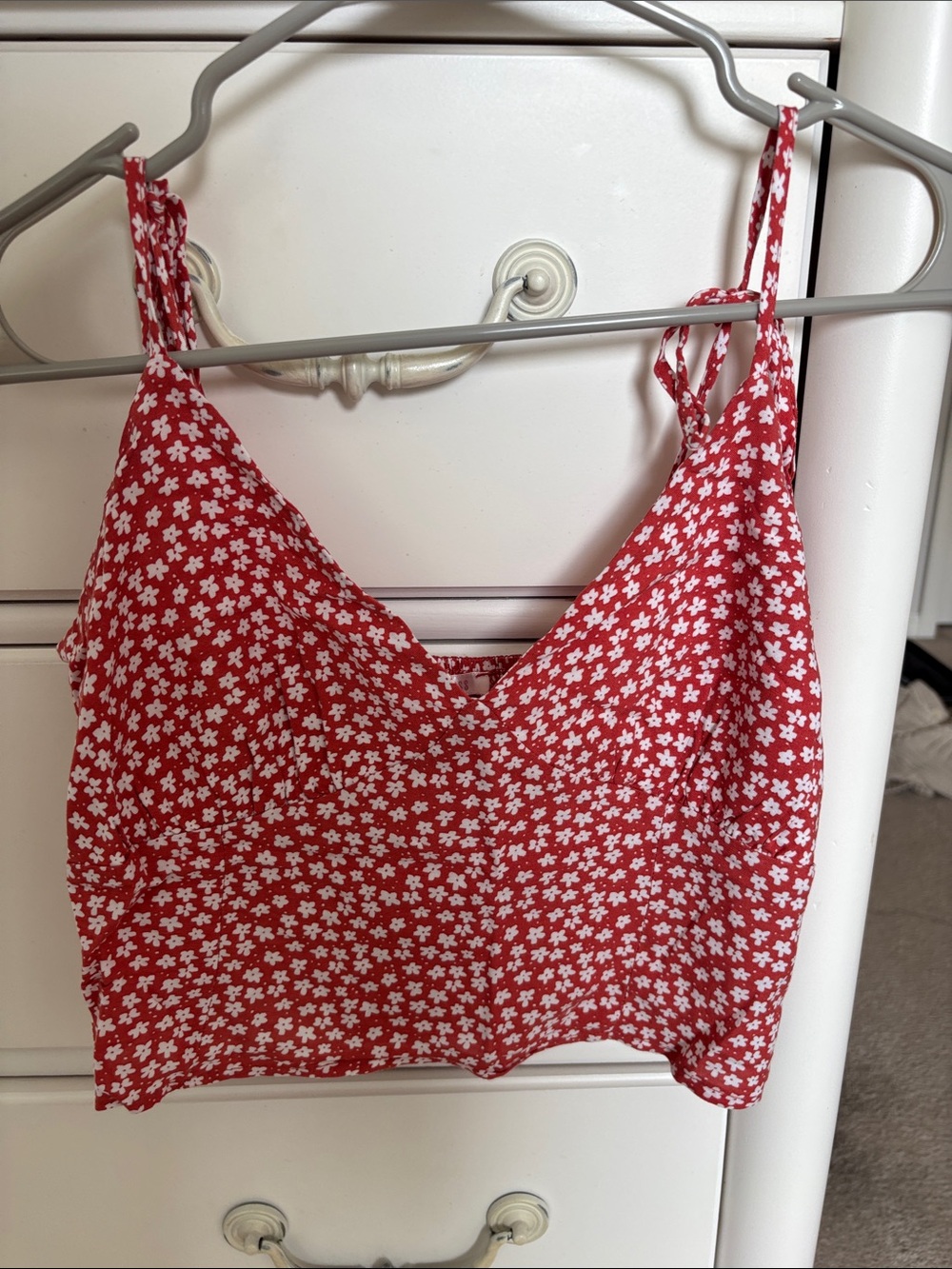 Red/orange Floral Cropped Tank Top